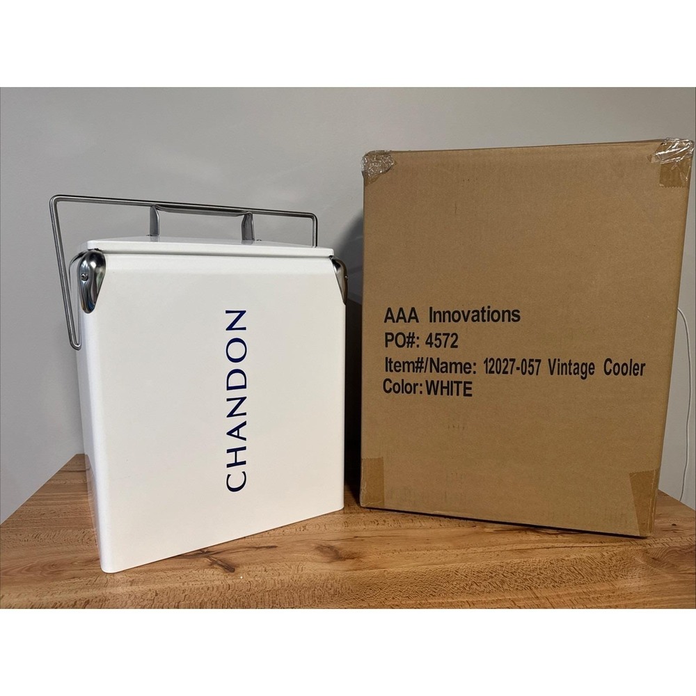 Chandon Champagne Metal Cooler Ice Box Cooler Carrier Moët Retro Bucket White